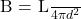 $B = \frac{L}{4 \pi d^2}$