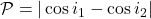 \mathcal{P}=|\cos i_{1} - \cos i_{2}| 