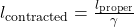 l_{\rm contracted} = \frac{l_{\rm proper}}{\gamma}