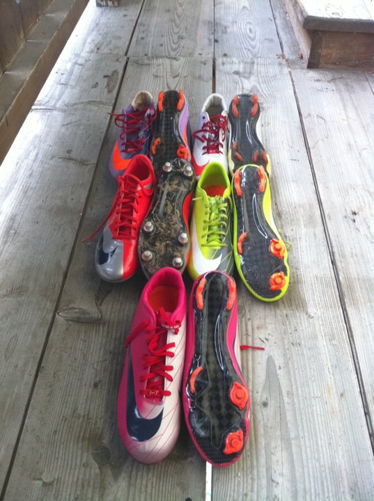 a few pairs of colorful Nike Mercurial Vapor Superfly and Nike Mercurial Vapor Superfly II shoes