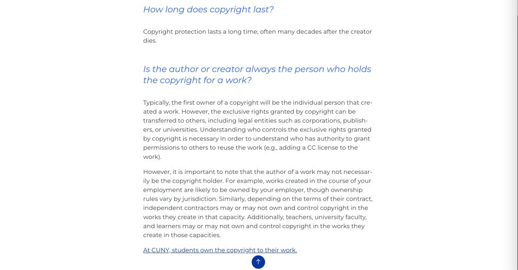 two questions and their answers in Finding and Using Openly Licensed Images: A Quick Guide for Students, including the question, “Is the author or creator always the person who holds the copyright for a work?”