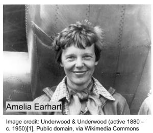 small photo of Amelia Earhart with text overlay