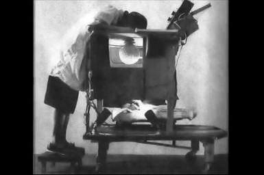 The “Looking Chamber” developed by Fantz (1961) to test newborn and infant preference.