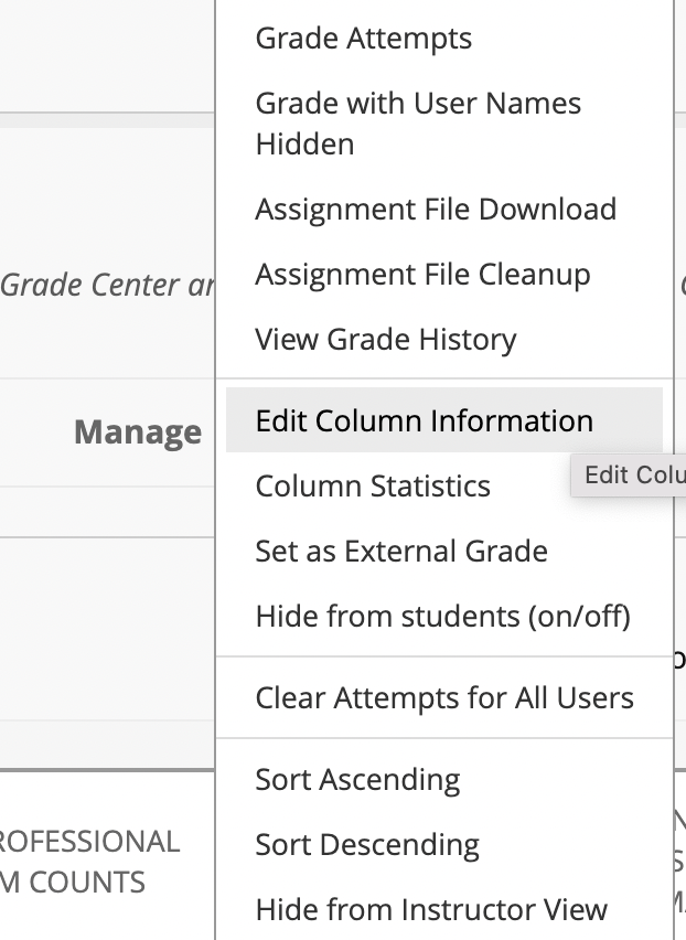 Individual column options