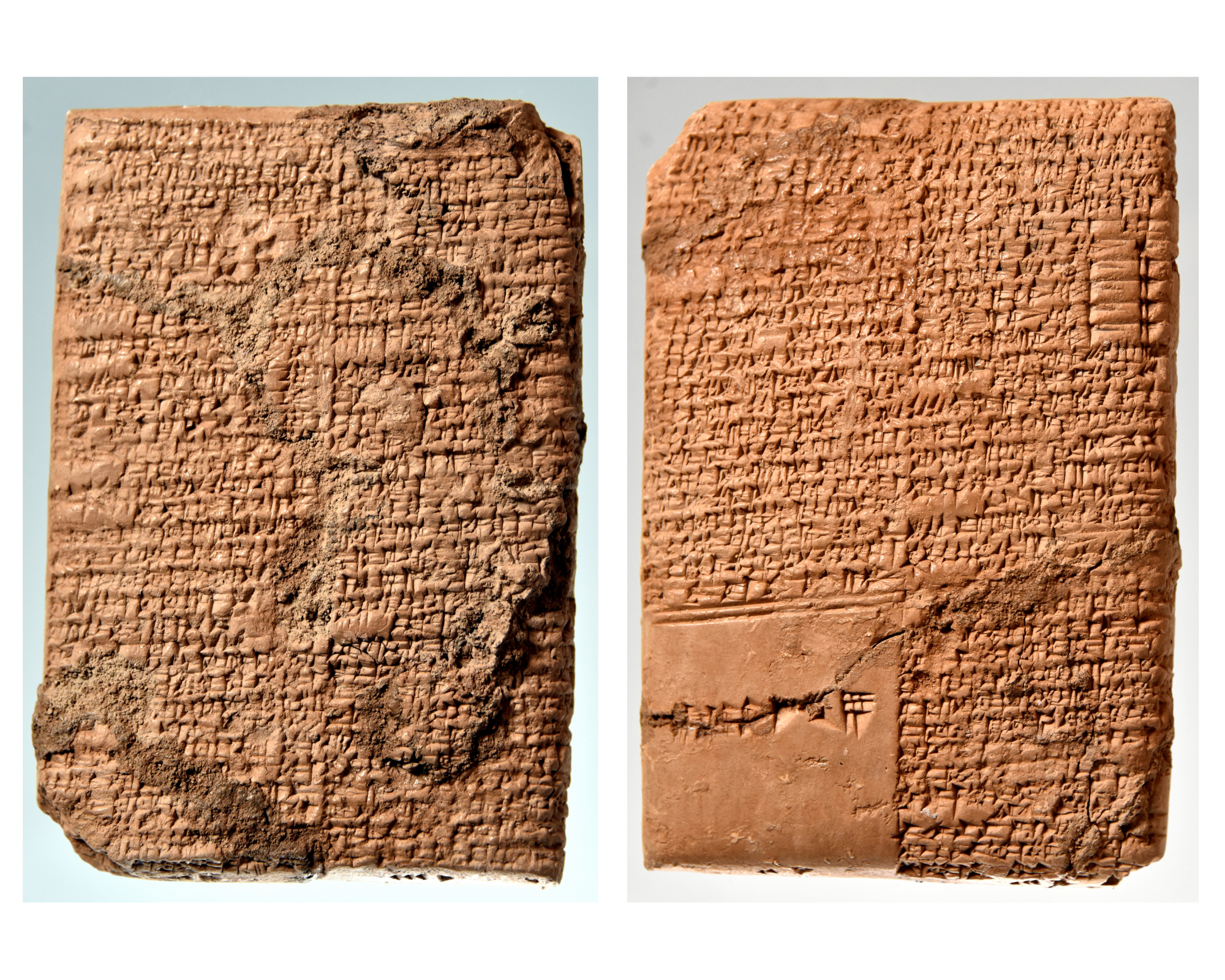 obverse and reverse of a clay tablet with Sumerian text inscribed on it