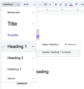 "Update heading to match" option