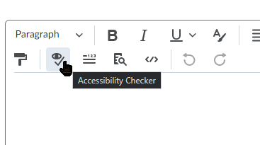 Brightspace accessibility checker highlighted on toolbar