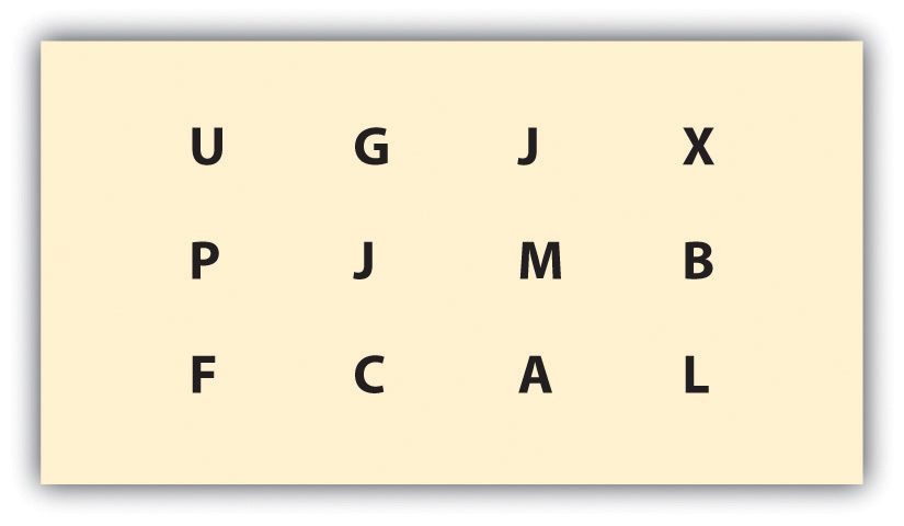 Three rows of letters: (U G J X), (P J M B), and (F C A L)