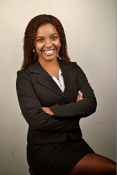 Young black woman dressed in a business suit
