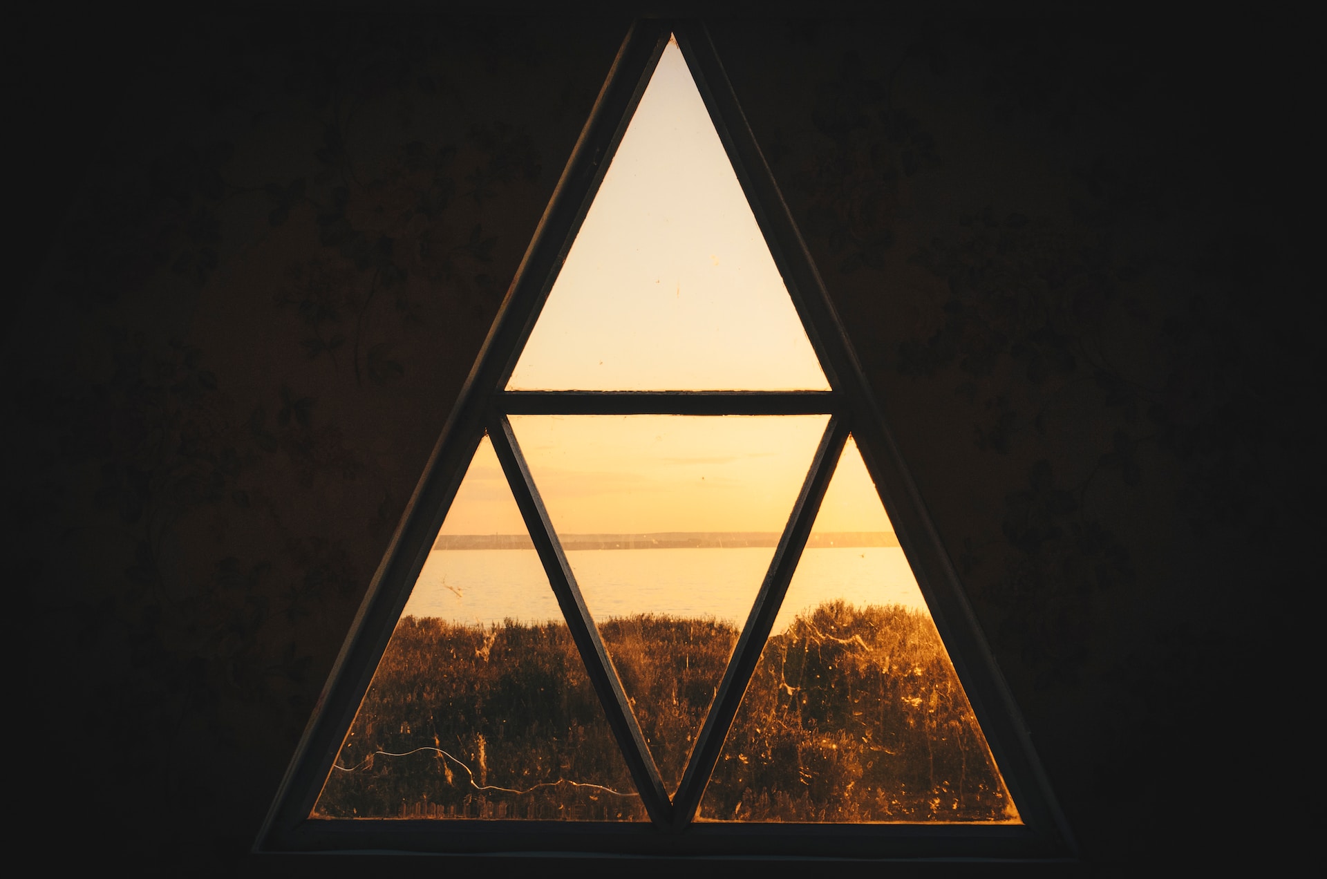 window shaped like a triangle