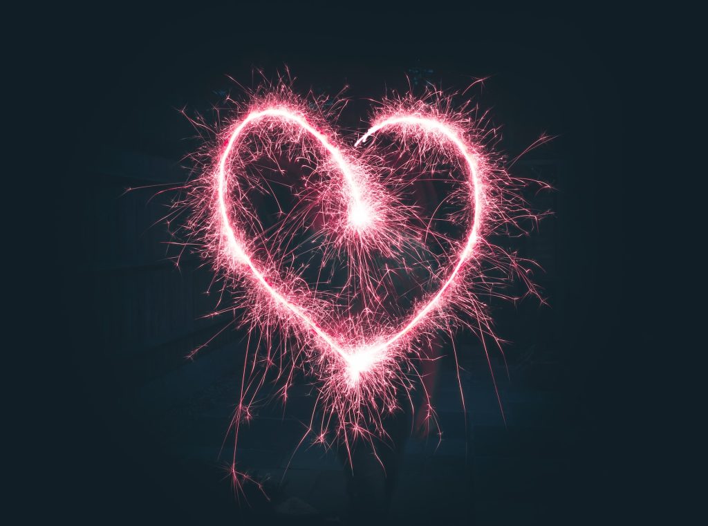 sparkler in the shape of heart