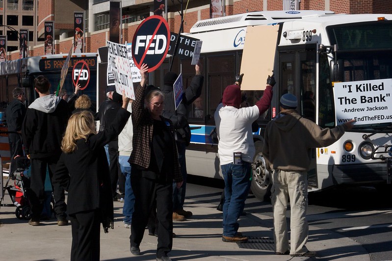 protesters in 2008 angry at Fed policy