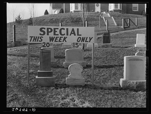 Tombstones on sale--but is that an effective way to encourage more sales?