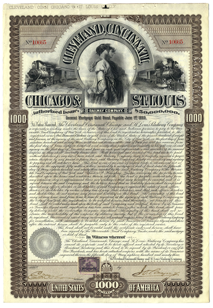 An 1893 bond for a railway company