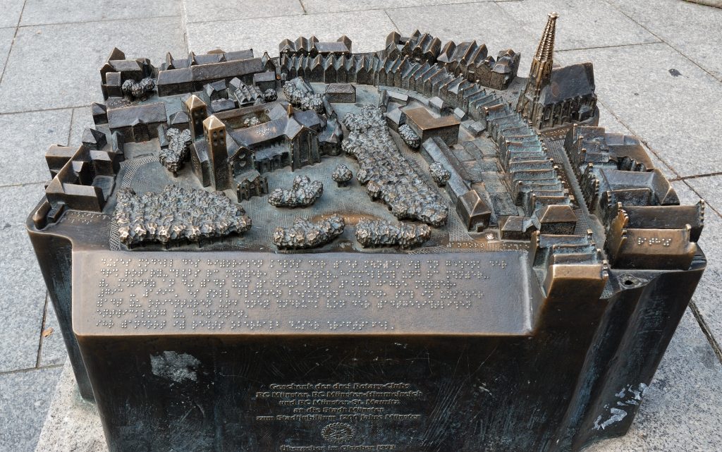 A scale model of the town of Munster, provided for visually impaired visitors to sense its shape and dimensions.