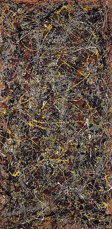 An abstract painting made of drips and splatters of paint