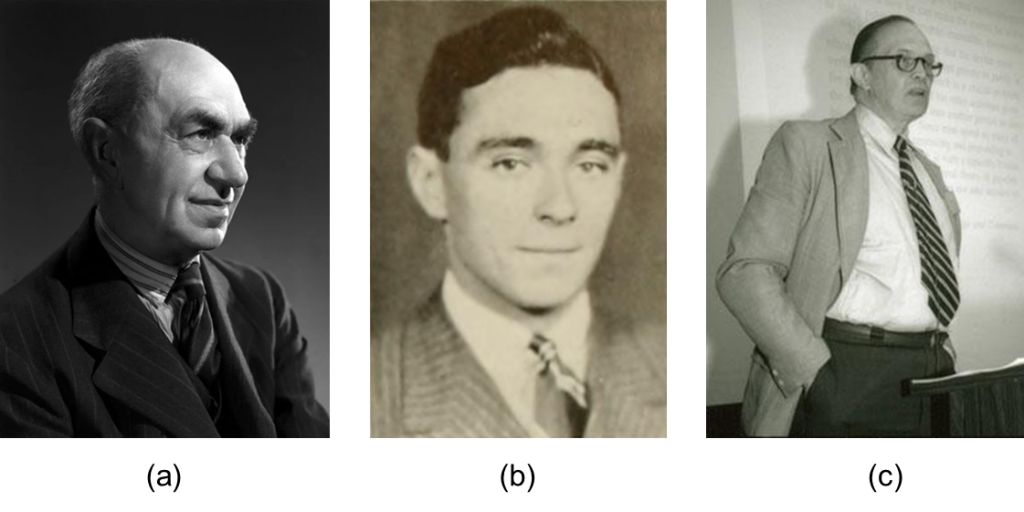 Photos of (a) Frederic C. Bartlett, (b) Jerome Bruner, and (c) George Miller.