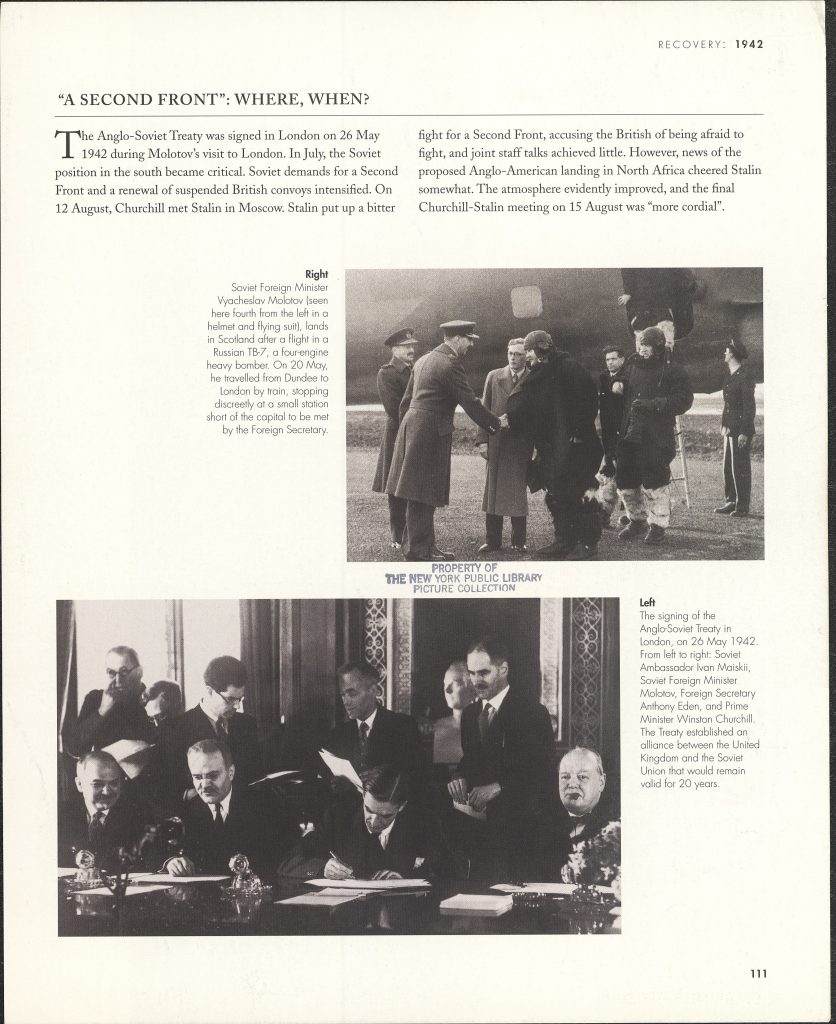 N.Y. Public Library Picture Collection. Military alliance between UK and USSR