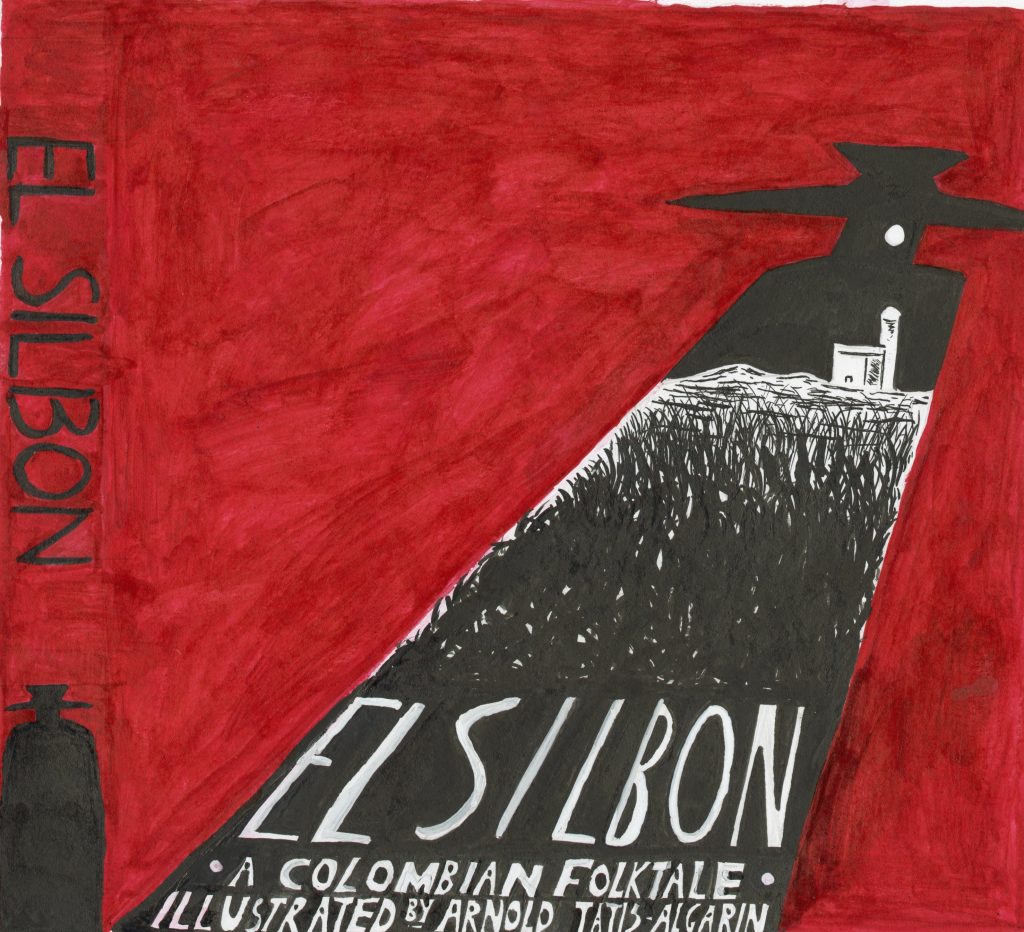 shadow of El Silbon against a red background