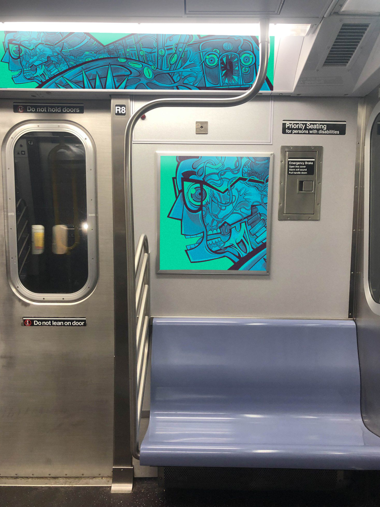 MTA posters inserted into an actual subway train