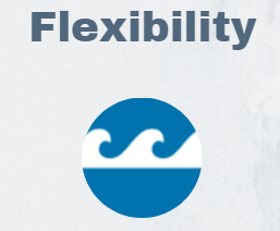 Flexibility with wave icon.