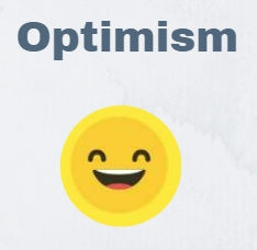 Optimism with smiling sun icon.