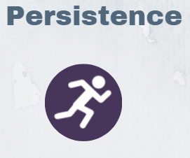 Persistance with running stick figure icon.