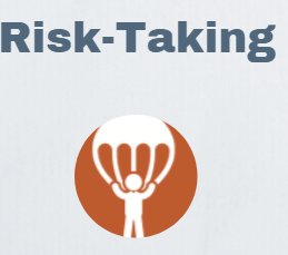 Risk-Taking with parachuter icon.