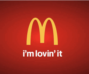 McDonald's golden arches logo plus the slogan i'm lovin it